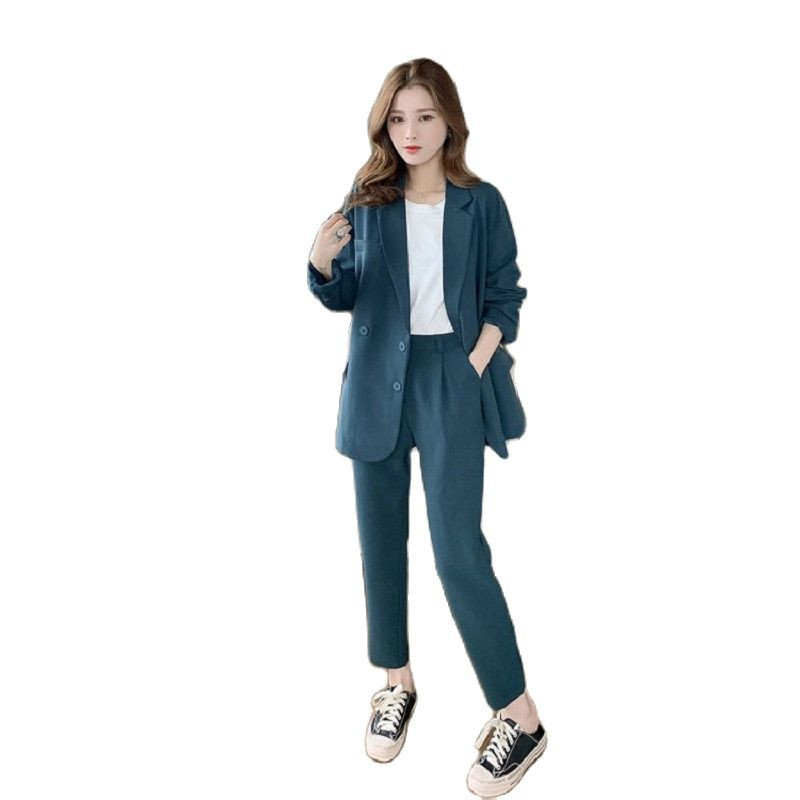 TYJTJY divatos női öltöny, 2022 tavasz, új koreai öltöny kabát nadrág pávakék alkalmi öltöny, kétrészes női tréningruha