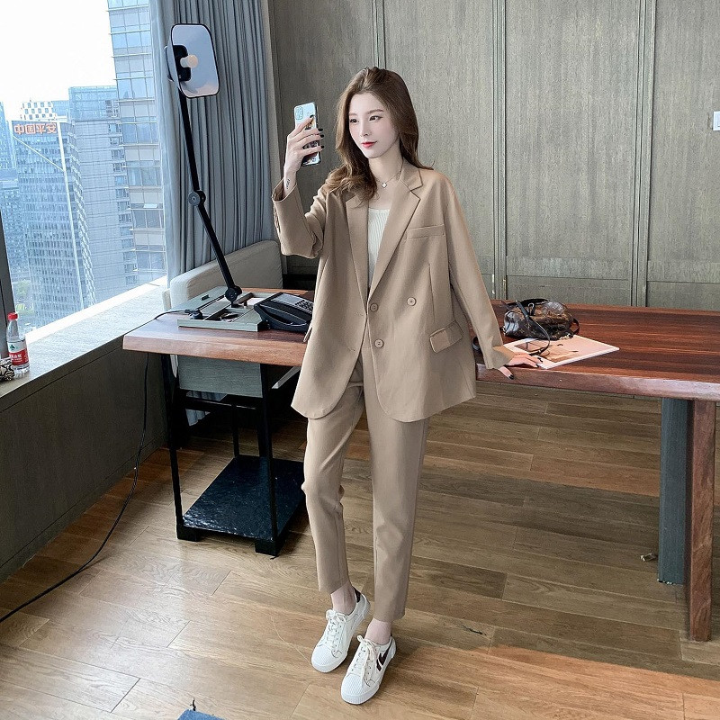 TYJTJY divatos női öltöny, 2022 tavasz, új koreai öltöny kabát nadrág pávakék alkalmi öltöny, kétrészes női tréningruha