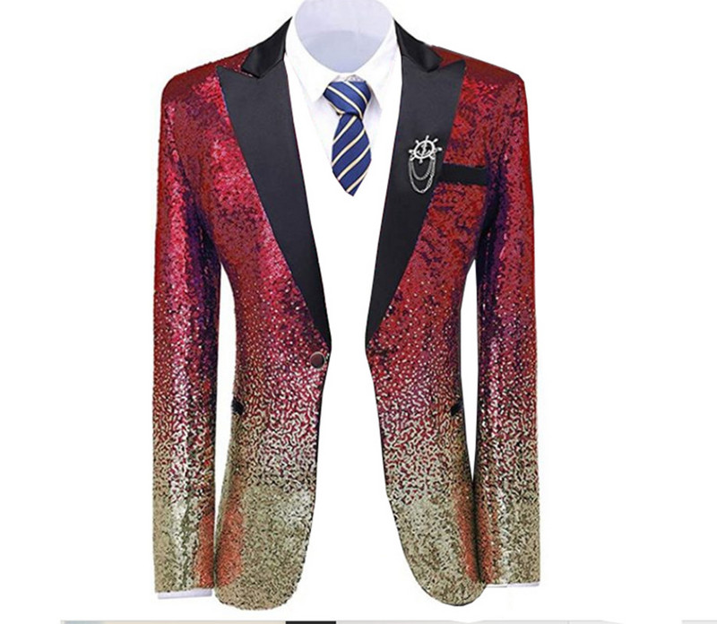 1 részes férfi öltöny kabát Dennis ruha flitter öltöny blézer Formális üzleti házigazda dzseki férfiaknak csak egy gombos kabát