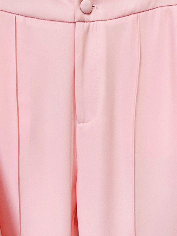 Női irodai öltöny őszi téli divatos blézer nadrágkosztüm 2022 elegáns rózsaszín hosszú ujjú blézer + kiszélesedő nadrág 2 részes készletek