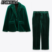 UNIZERA őszi-téli új női alkalmi bársony öltöny dzseki + derékközépig érő egyenes nadrág kétrészes szett 9391722