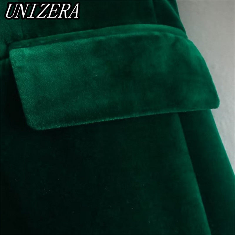 UNIZERA őszi-téli új női alkalmi bársony öltöny dzseki + derékközépig érő egyenes nadrág kétrészes szett 9391722