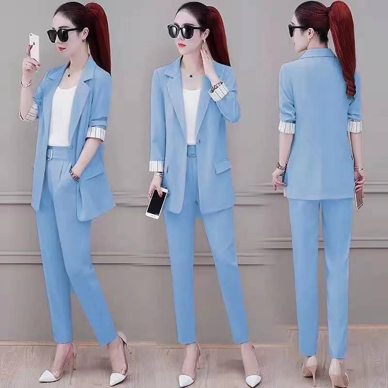Öltöny dzseki kétrészes készletek női formális őszi ruhák női blézer és nadrág öltöny szett 2 darab elegáns női irodai viselet