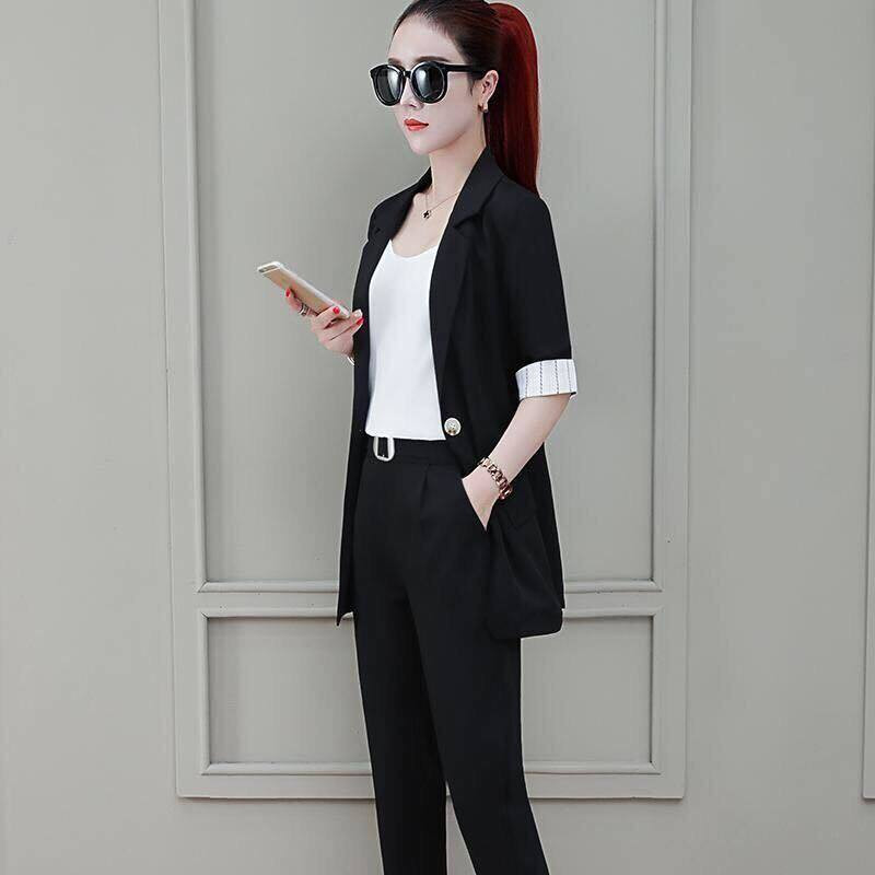 Öltöny dzseki kétrészes készletek női formális őszi ruhák női blézer és nadrág öltöny szett 2 darab elegáns női irodai viselet