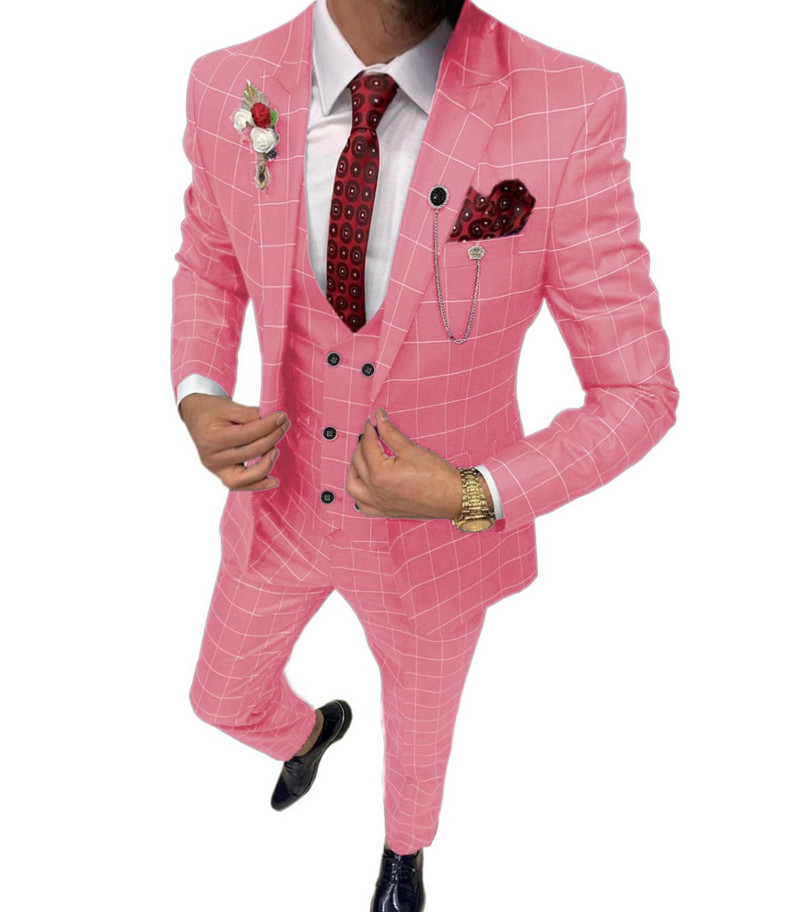 Férfi divat 3 részes férfi öltöny, légáteresztő báli szmoking esküvői vőlegényeknek (blézer+mellény+nadrág)