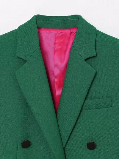 Zöld, duplasoros blézerruhák, női alsógalléros kabát+egyenes nadrágkosztümök női divatos vintage tömör nadrágszettek