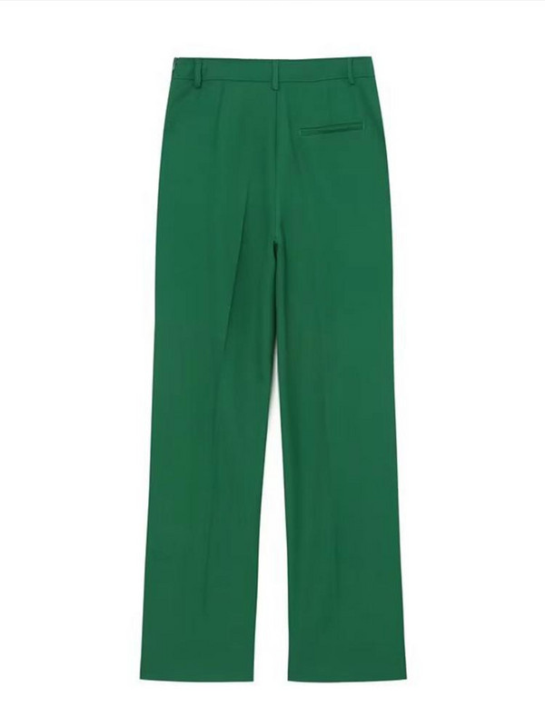 Zöld, duplasoros blézerruhák, női alsógalléros kabát+egyenes nadrágkosztümök női divatos vintage tömör nadrágszettek