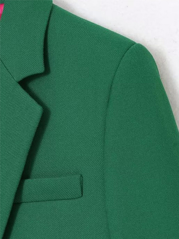 Zöld, duplasoros blézerruhák, női alsógalléros kabát+egyenes nadrágkosztümök női divatos vintage tömör nadrágszettek