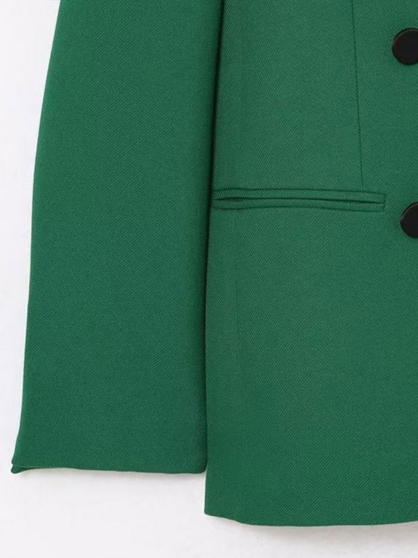 Zöld, duplasoros blézerruhák, női alsógalléros kabát+egyenes nadrágkosztümök női divatos vintage tömör nadrágszettek