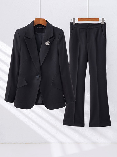 Őszi téli női nadrágkosztüm hivatalos irodai női munkaruha 2 részes szett piros fehér khaki női blézer és nadrág