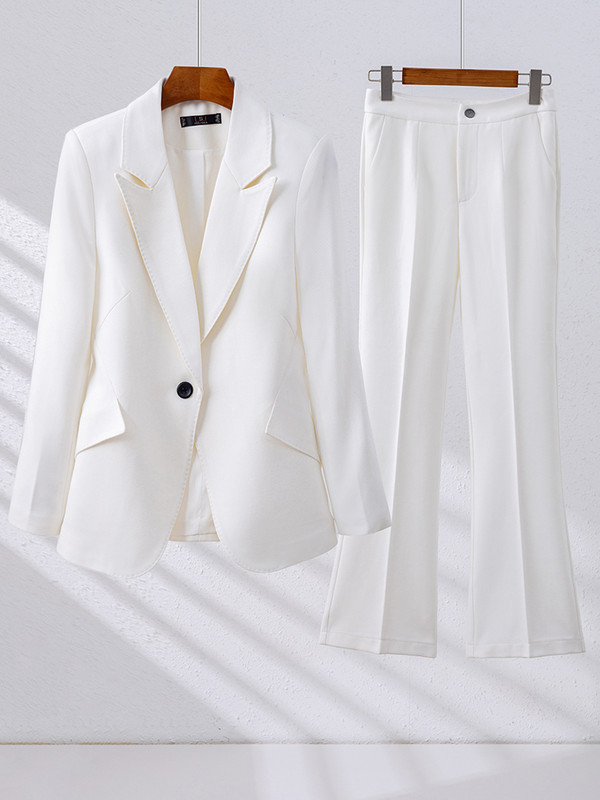 Őszi téli női nadrágkosztüm hivatalos irodai női munkaruha 2 részes szett piros fehér khaki női blézer és nadrág