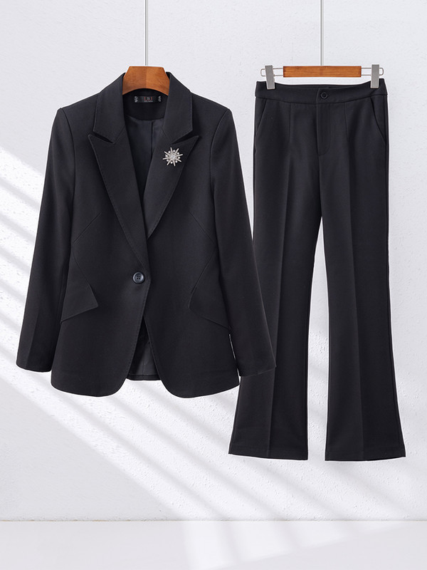 Őszi téli női nadrágkosztüm hivatalos irodai női munkaruha 2 részes szett piros fehér khaki női blézer és nadrág