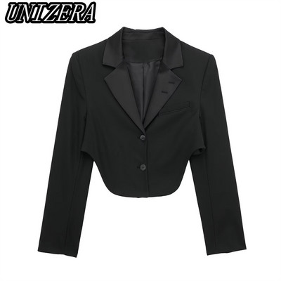 UNIZERA őszi-téli új női varrással ellátott hajtóka rövid öltöny dzseki + magas derekú egyenes nadrág kétrészes szett 2010704