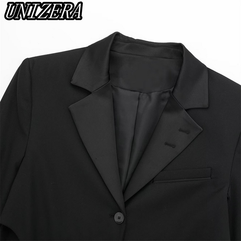 UNIZERA őszi-téli új női varrással ellátott hajtóka rövid öltöny dzseki + magas derekú egyenes nadrág kétrészes szett 2010704