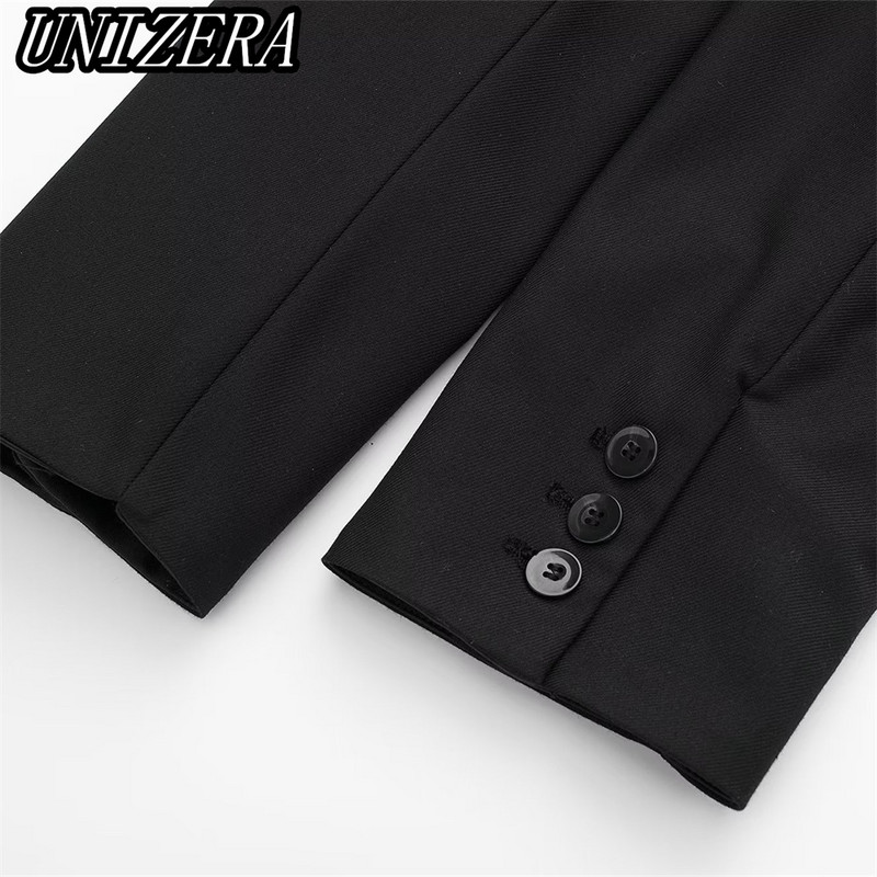 UNIZERA őszi-téli új női varrással ellátott hajtóka rövid öltöny dzseki + magas derekú egyenes nadrág kétrészes szett 2010704