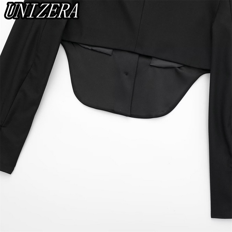 UNIZERA őszi-téli új női varrással ellátott hajtóka rövid öltöny dzseki + magas derekú egyenes nadrág kétrészes szett 2010704