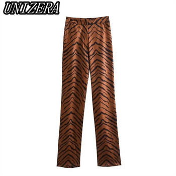 UNIZERA Ανοιξιάτικη Νέα Γυναικεία Ρούχα Animal Print Ζακέτα φαρδύ κοστούμι + Ψηλόμεσο παντελόνι με φουσκωτό σετ δύο τεμαχίων 7556706