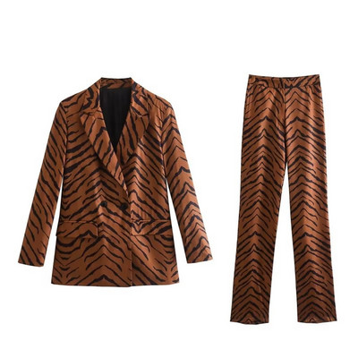 UNIZERA tavaszi új női ruházat állatmintás bő öltöny dzseki + magas derekú kiszélesedő nadrág kétrészes szett 7556706