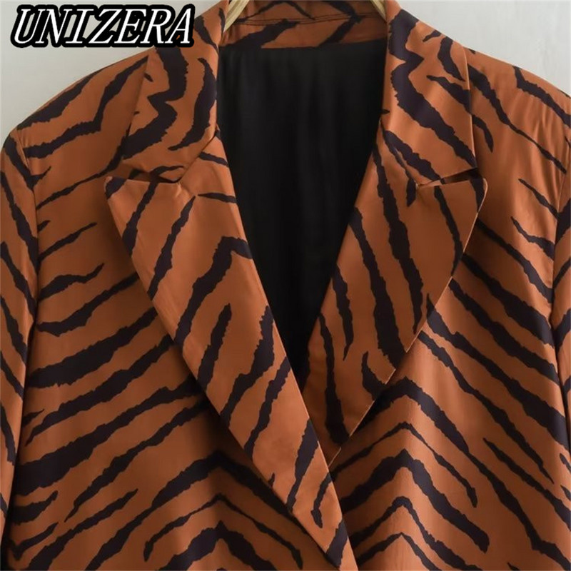 UNIZERA tavaszi új női ruházat állatmintás bő öltöny dzseki + magas derekú kiszélesedő nadrág kétrészes szett 7556706