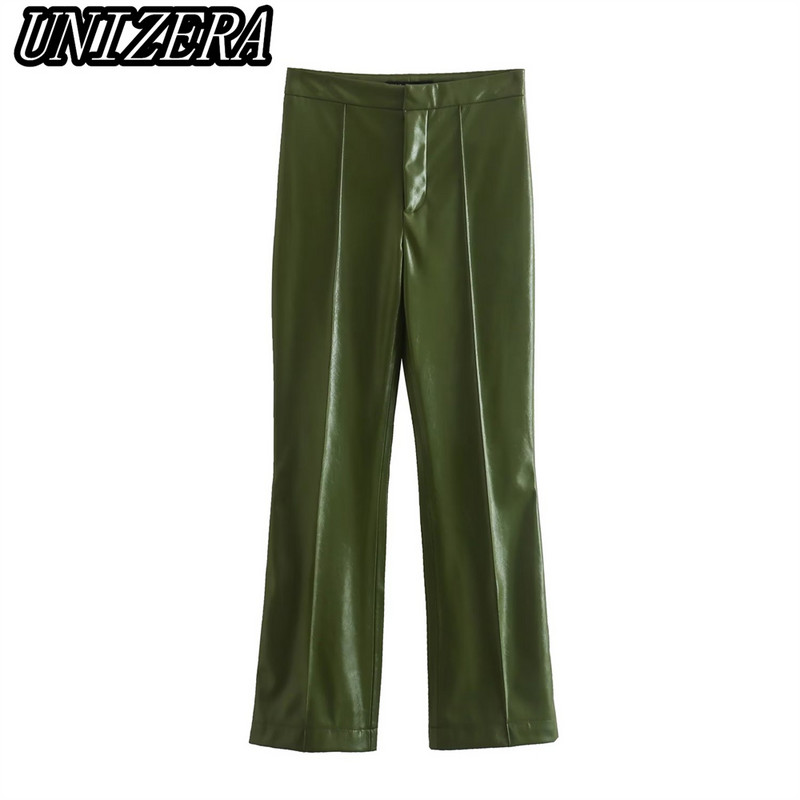 UNIZERA őszi-téli új női viselet műbőr kétsoros öltöny dzseki + kiszélesedő nadrág kétrészes szett 7901327