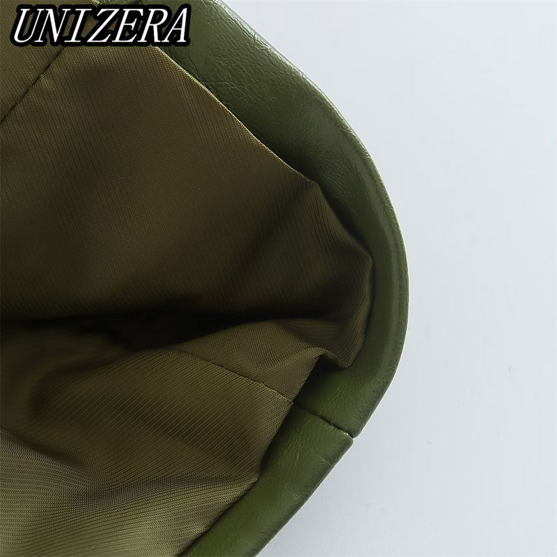 UNIZERA őszi-téli új női viselet műbőr kétsoros öltöny dzseki + kiszélesedő nadrág kétrészes szett 7901327