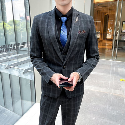 Boutique 5XL (blézer + mellény + nadrág) Férfi Elegáns Divat Üzleti Vállalkozások Különféle úriemberek alkalmi öltöny Három részes öltöny