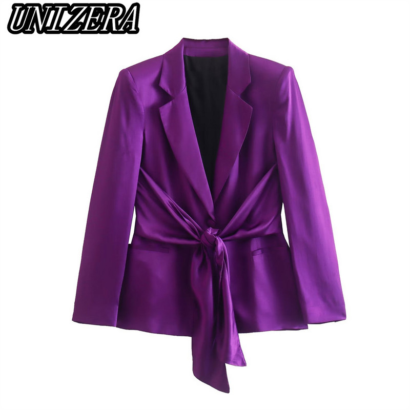 UNIZERA őszi és téli új női ruházat csípős selyem szatén textúrájú öltöny dzseki + magas derekú egyenes nadrág kétrészes szett