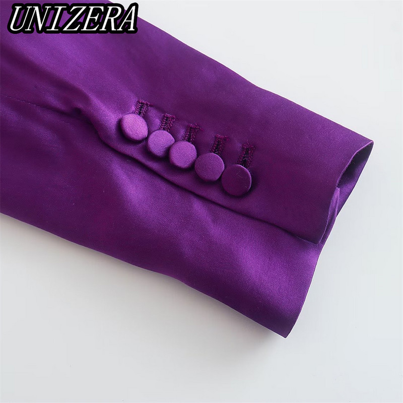 UNIZERA őszi és téli új női ruházat csípős selyem szatén textúrájú öltöny dzseki + magas derekú egyenes nadrág kétrészes szett