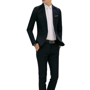 2020 Νέο ανδρικό κοστούμι χορού μονόχρωμο Slim Fit Ανδρικά επίσημα επαγγελματικά κοστούμια 2τμχ Σετ (τζάκετ+παντελόνι) Παντελόνι σακάκι