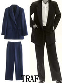 TRAF 2023 női 2 részes készletek, divatos, kétsoros blézerkabát felsők + bő, hosszú nadrág, oksági ingázási szettek