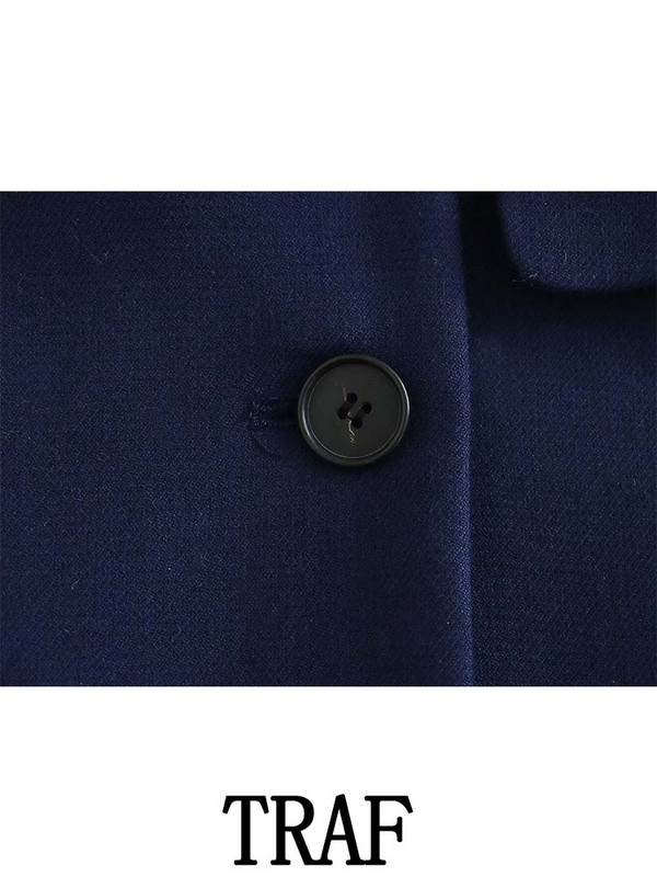 TRAF 2023 női 2 részes készletek, divatos, kétsoros blézerkabát felsők + bő, hosszú nadrág, oksági ingázási szettek