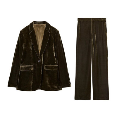 UNIZERA őszi-téli új női bársony puha karcsú öltöny dzseki + magas derekú egyenes nadrág kétrészes szett 2731289