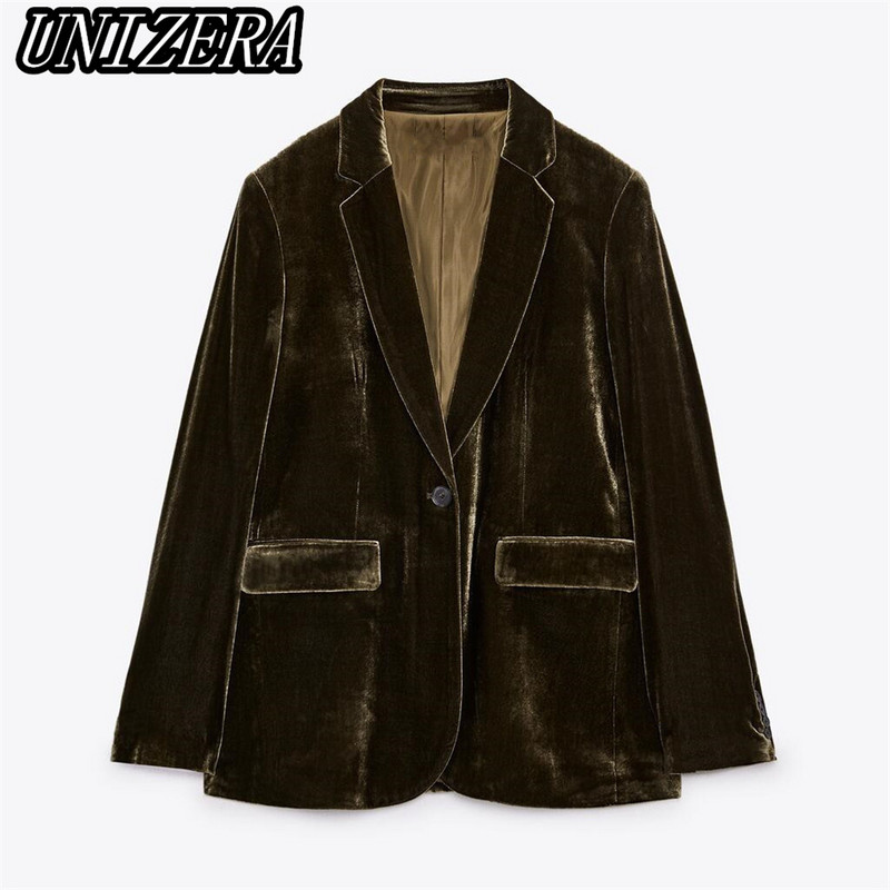 UNIZERA őszi-téli új női bársony puha karcsú öltöny dzseki + magas derekú egyenes nadrág kétrészes szett 2731289