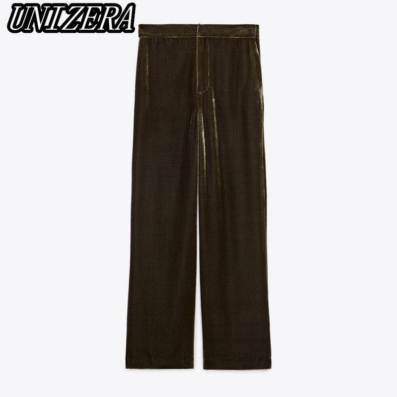 UNIZERA őszi-téli új női bársony puha karcsú öltöny dzseki + magas derekú egyenes nadrág kétrészes szett 2731289