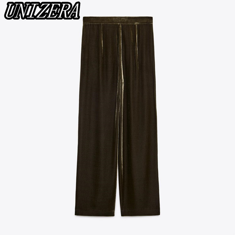 UNIZERA őszi-téli új női bársony puha karcsú öltöny dzseki + magas derekú egyenes nadrág kétrészes szett 2731289