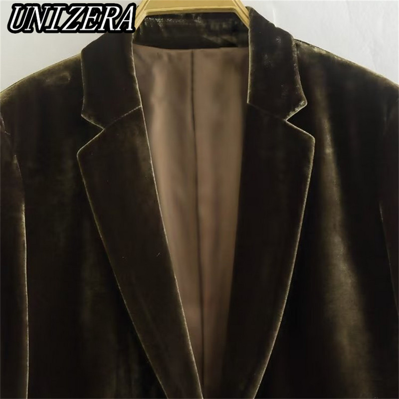 UNIZERA őszi-téli új női bársony puha karcsú öltöny dzseki + magas derekú egyenes nadrág kétrészes szett 2731289