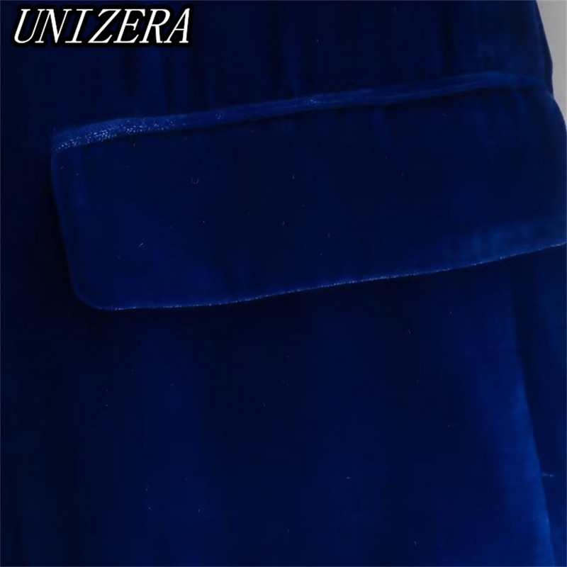 UNIZERA őszi-téli új női ruházat zseb bársony öltöny dzseki + magas derekú bő nadrág kétrészes szett 2731322