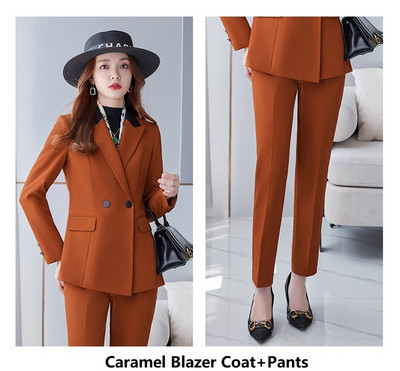 Kiváló minőségű szövetből készült női üzleti öltönyök nadrággal és kabáttal Kabát Női irodai professzionális blézerek nadrágkosztüm nadrág szett