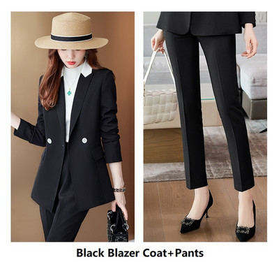 Kiváló minőségű szövetből készült női üzleti öltönyök nadrággal és kabáttal Kabát Női irodai professzionális blézerek nadrágkosztüm nadrág szett