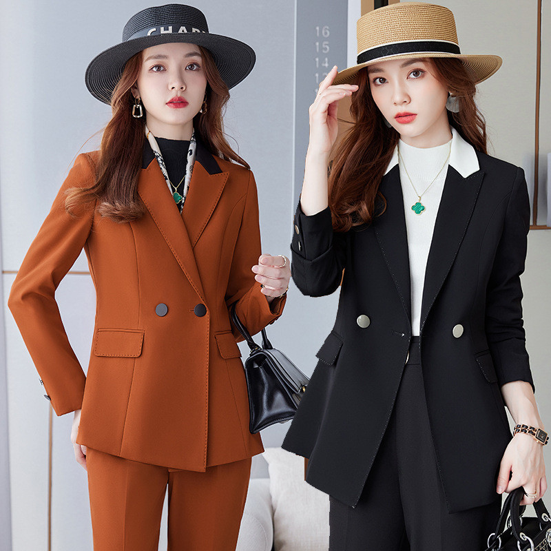 Kiváló minőségű szövetből készült női üzleti öltönyök nadrággal és kabáttal Kabát Női irodai professzionális blézerek nadrágkosztüm nadrág szett