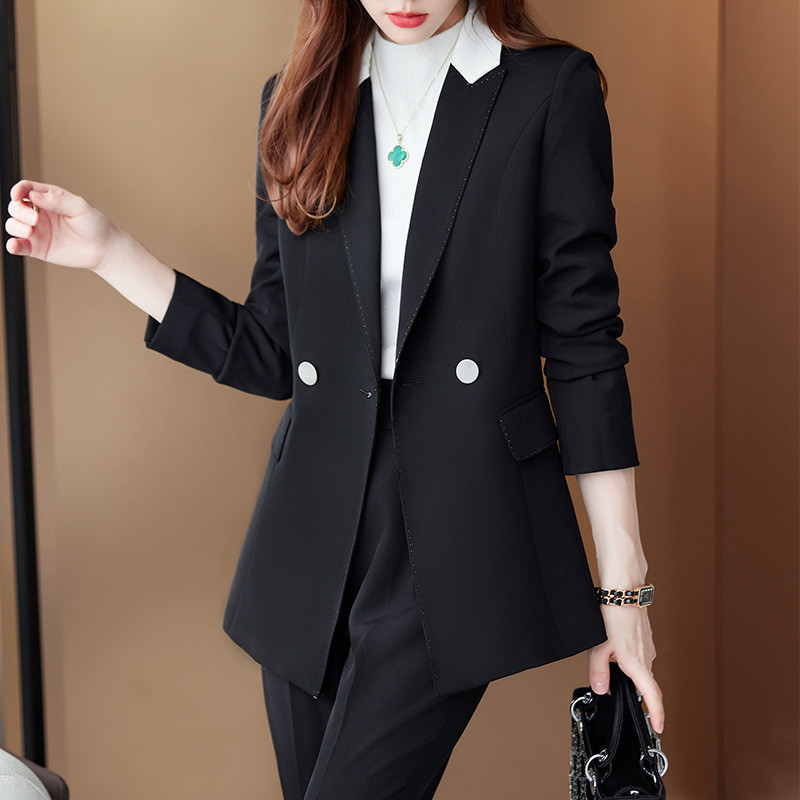 Kiváló minőségű szövetből készült női üzleti öltönyök nadrággal és kabáttal Kabát Női irodai professzionális blézerek nadrágkosztüm nadrág szett