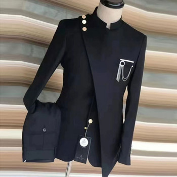 2022 Νέο ευρωπαϊκό και αμερικανικό κοστούμι πλεονάζοντος δύο τεμαχίων (παντελόνι παντελόνι) Νέο όρθιο γιακά επαγγελματικό κοστούμι ανδρικό κοστούμι ανδρικό κοστούμι