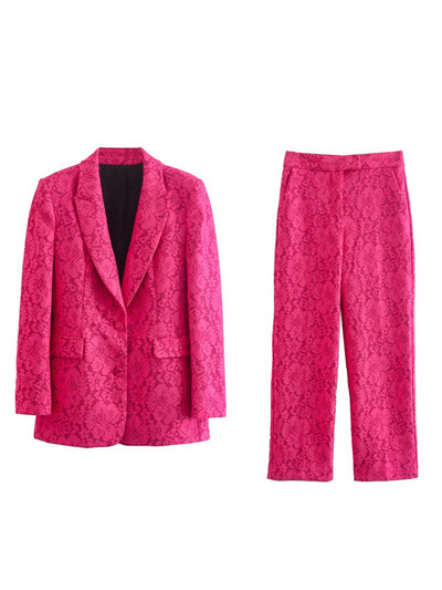 Luxus csipke blézer szett női elegáns üzleti út irodai női hosszú ujjú blúz és nadrág szett női ruha 2022 ősz