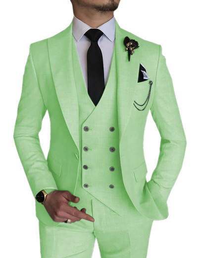 Férfi öltönyök 3 részes férfi esküvői öltönyök, hajtókás öltönyök vőlegény szmokingok (blézer+mellény+nadrág)