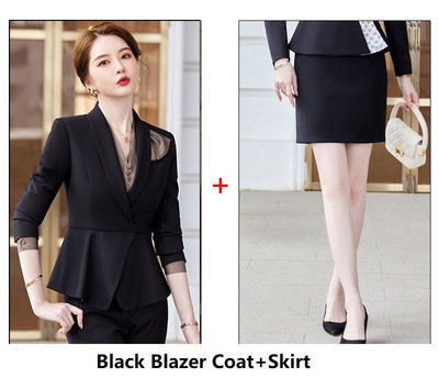 Elegáns szürke kiváló minőségű szövet női üzleti öltönyök nadrággal és kabáttal Kabát őszi téli blézerek nadrágkosztüm nadrág szett