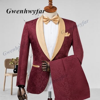 Ανδρικά κοστούμια Gwenhwyfar 2022 Ιταλική σχεδίαση Custom Made Champagne Smoking Tuxedo Μπουφάν 2 τεμαχίων Groom Terno Suits για άνδρες