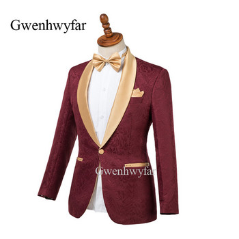 Ανδρικά κοστούμια Gwenhwyfar 2022 Ιταλική σχεδίαση Custom Made Champagne Smoking Tuxedo Μπουφάν 2 τεμαχίων Groom Terno Suits για άνδρες