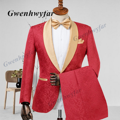 Gwenhwyfar férfi esküvői öltönyök 2022 olasz tervezésű, egyedi gyártású pezsgős szmoking dzseki 2 részes vőlegényi terno öltönyök férfiaknak