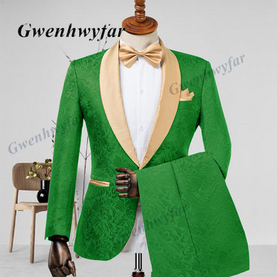 Gwenhwyfar férfi esküvői öltönyök 2022 olasz tervezésű, egyedi gyártású pezsgős szmoking dzseki 2 részes vőlegényi terno öltönyök férfiaknak