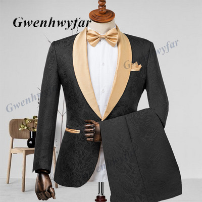 Gwenhwyfar férfi esküvői öltönyök 2022 olasz tervezésű, egyedi gyártású pezsgős szmoking dzseki 2 részes vőlegényi terno öltönyök férfiaknak